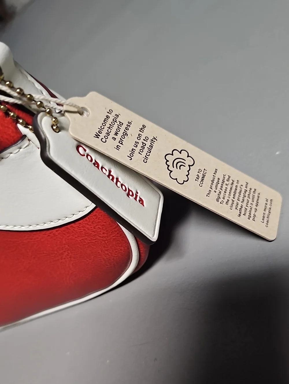 Coach CFB01 Coachtopia Bowling Small Shoulder Bag Red White Stripe Leather